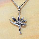 Unique Hawaiian Bird of Paradise Necklace, Sterling Silver Bird of Paradise Flower Pendant, N2005 Birthday Valentine Wife Mom Girl Gift