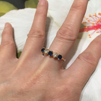 Beautiful Hawaiian Genuine Blue Sapphire Diamond Ring, 14KT Solid Yellow-Gold Blue Sapphire Diamond Ring R1453 Birthday Gift, Statement PC