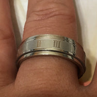 Unique Hawaiian Roman Numeral Stainless Steel Spinning Band Ring, Number 1 to 12 Ring, R1112 Birthday Anniversary Mom Valentine Gift