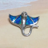 Unique Hawaiian Blue Opal Manta Ray Necklace, Sterling Silver Blue Opal Manta Ray Pendant, N2162 Birthday Mom Valentine Gift, Island Jewelry
