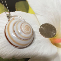 Unique Gorgeous Hawaiian Genuine X-Large Seashell Necklace, Sterling Silver Natural Sea Shell White Pearl Pendant, N8065 Birthday Mom Gift