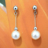 Beautiful Hawaiian Genuine White Pearl Earring, 14KT Solid White-Gold White Pearl Dangle Earring, E5586 Birthday Mom Wife Gift