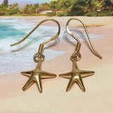 Pretty Hawaiian Starfish Earring, Sterling Silver Yellow-Gold Plated Star Fish Dangle Earring, E4418 Birthday Mom Wife Valentine Gift