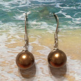 Beautiful Hawaiian Chocolate Shell Pearl Earring, Sterling Silver Shell Pearl Dangle Earring, E2957 Birthday Anniversary Mom Valentine Gift