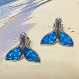 Gorgeous Hawaiian Large Blue Opal Whale Tail Earring, Sterling Silver Opal Whale Tail Stud Earring, E4141 Valentine Mom Gift, Statement PC