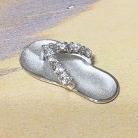 Beautiful Hawaiian Slipper Necklace, Sterling Silver Sandal Flip-Flop CZ Charm Pendant, N2070 Birthday Mom Wife Girl Christmas Gift, Island