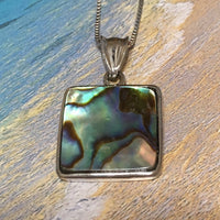 Unique Beautiful Hawaiian Genuine Abalone Paua Shell Necklace, Sterling Silver Abalone MOP Pendant N8030 Birthday Mom Wife Gift