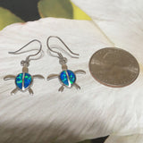 Stunning Hawaiian Large Blue Opal Sea Turtle Earring, Sterling Silver Blue Opal Turtle Dangle Earring, E4150A Birthday Wife Mom Gift