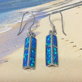 Gorgeous Unique Hawaiian Blue Opal Earring, Sterling Silver Blue Opal Dangle Earring, E4184 Statement PC, Birthday Mom Wife Valentine Gift