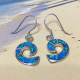Gorgeous Hawaiian Blue Opal Ocean Wave Earring, Sterling Silver Blue Opal Wave Dangle Earring, E4166 Valentine Birthday Mom Gift