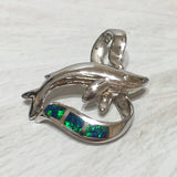 Unique Hawaiian Blue Opal Humpback Whale Necklace, Sterling Silver Blue Opal Whale CZ Eye Pendant, N2274 Birthday Mom Valentine Gift