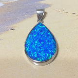 Beautiful Hawaiian Blue Opal Rain Drop Necklace, Sterling Silver Blue Opal Pendant, N2204 Birthday Mom Wife Valentine Gift