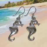 Unique Hawaiian Large Seahorse Earring, Sterling Silver Sea Horse Dangle Earring, E4155A Birthday Wife Mom Valentine Gift, Island Jewelry
