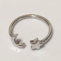 Unique Hawaiian Moon & Star Ring, Sterling Silver Moon Star Ring, Celestial Jewelry, R2361 Valentine Birthday Mom Gift, Stackable Adjustable