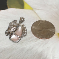 Unique Hawaiian Genuine Pink Mother of Pearl Horse Necklace, Sterling Silver Pink MOP Horse Pendant N2674 Birthday Mom Valentine Gift