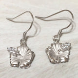 Beautiful Hawaiian Hibiscus Earring, Official Hawaii State Flower, Sterling Silver Hibiscus CZ Dangle Earring, E4122 Birthday Wife Mom Gift