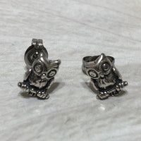 Unique Hawaiian Small Owl Earring, Sterling Silver Owl Stud Earring, E8154 Birthday Mom Wife Girl Valentine Gift, Animal Jewelry