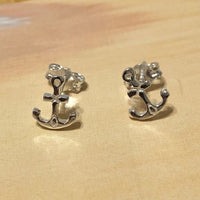 Unique Small Hawaiian Anchor Earring, Sterling Silver Anchor Stud Earring, E8128 Birthday Mom Wife Girl Valentine Gift, Island Jewelry