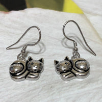 Unique Hawaiian Cat Earring, Sterling Silver Cat Dangle Earring, E8134 Birthday Wife Mom Girl Valentine Gift, Animal Jewelry