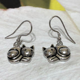 Unique Hawaiian Cat Earring, Sterling Silver Cat Dangle Earring, E8134 Birthday Wife Mom Girl Valentine Gift, Animal Jewelry