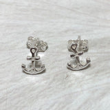 Unique Small Hawaiian Anchor Earring, Sterling Silver Anchor Stud Earring, E8128 Birthday Mom Wife Girl Valentine Gift, Island Jewelry