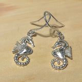 Unique Hawaiian Seahorse Earring, Sterling Silver Sea Horse Dangle Earring, E8136 Birthday Wife Mom Valentine Gift, Island Jewelry