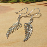 Unique Hawaiian Maile Leaf Earring, Sterling Silver Maile Leaf Dangle Earring, E8140 Birthday Wife Mom Valentine Gift, Island Jewelry