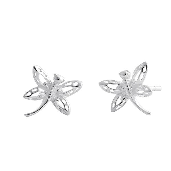 Unique Hawaiian Dragonfly Earring, Sterling Silver Dragonfly Stud Earring, E8110 Birthday Wife Mom Girl Valentine Gift, Island Jewelry