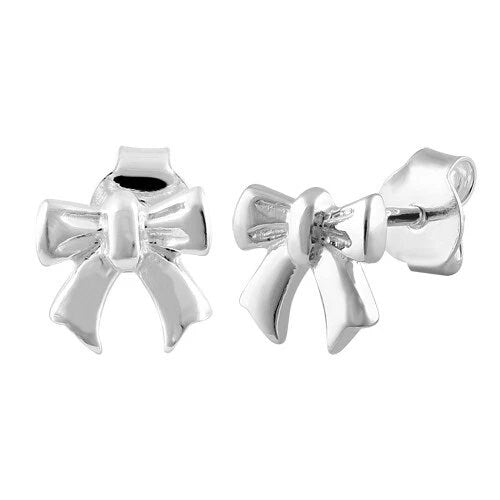 Unique Hawaiian Small Bow Earring, Sterling Silver Bow Stud Earring, E8127 Birthday Mom Wife Girl Valentine Gift