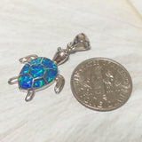 Beautiful Hawaiian Opal Sea Turtle Necklace, Sterling Silver Blue Opal Turtle Pendant, N2104A Birthday Mom Valentine Gift, Island Jewelry