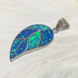 Beautiful Hawaiian Blue Opal Maile Leaf Necklace, Sterling Silver Blue Opal Maile Leaf Pendant, N2257 Birthday Mom Wife Valentine Gift