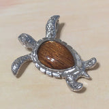 Unique Hawaiian Genuine Koa Wood Sea Turtle Necklace, Sterling Silver Koa Wood Turtle Pendant, N8174 Birthday Valentine Gift, Statement PC