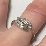 Unique Beautiful Hawaiian Double Feather Ring, Sterling Silver Feather of Protection Ring, R2375 Birthday Valentine Mom Gift