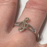 Unique Beautiful Hawaiian Musical Note Ring, Sterling Silver Treble Clef Note Ring, R2373 Birthday Valentine Anniversary Mom Gift