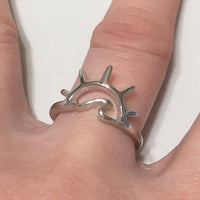 Unique Hawaiian Sun & Ocean Wave Ring, Sterling Silver Sun Wave Ring, Island Jewelry, R2366 Valentine Birthday Mom Wife Gift, Stackable Ring