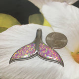 Gorgeous Hawaiian XX-Large Pink Opal Whale Tail Necklace, Sterling Silver Pink Opal Whale Tail Pendant N8262 Statement PC, Birthday Mom Gift