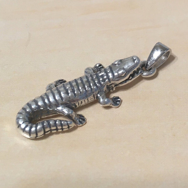 Unique Texan 3D Alligator Necklace, Sterling Silver Alligator Charm Pendant, N8279 Birthday Valentine Mom Gift
