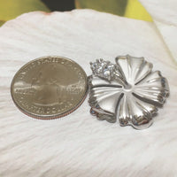 Gorgeous Hawaiian Large Hibiscus Necklace, Official Hawaii State Flower, Sterling Silver Hibiscus CZ Pendant, N6135 Birthday Valentine Gift