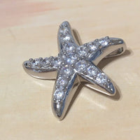Gorgeous Hawaiian Large Starfish Necklace, Sterling Silver Star Fish CZ Pendant, N6168 Birthday Valentine Wife Mom Gift, Statement PC