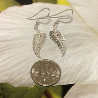 Unique Hawaiian Maile Leaf Earring, Sterling Silver Maile Leaf Dangle Earring, E8140 Birthday Wife Mom Valentine Gift, Island Jewelry
