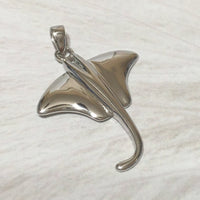 Unique Beautiful Hawaiian Large Stingray Necklace, Sterling Silver Sting Ray Pendant, N6110 Birthday Valentine Wife Mom Gift, Island Jewelry