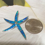 Gorgeous Hawaiian X-Large Blue Opal Starfish Necklace, Sterling Silver Blue Opal Starfish Pendant, N2318 Birthday Valentine Mom Gift
