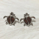 Beautiful Hawaiian Genuine Koa Wood Sea Turtle Earring, Sterling Silver Turtle Stud Earring, E8189 Birthday Mom Valentine Gift