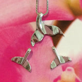 Beautiful Hawaiian Whale Tail Necklace & Earring, Sterling Silver Whale Tail Matching Set, S6101S Birthday Mom Valentine Gift