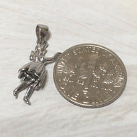 Unique Hawaiian 3D Hula Dancer Necklace and Earring, Sterling Silver 3D Hula Girl Charm Pendant, Movable Legs, N2015S Birthday Mom Gift