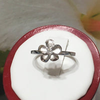 Pretty Hawaiian Plumeria Ring, Sterling Silver Plumeria Flower CZ Ring, R1038 Birthday Wife Mom Girl Valentine Gift, Island Jewelry