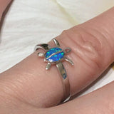 Unique Pretty Hawaiian Blue Opal Sea Turtle Ring, Sterling Silver Blue Opal Turtle Ring, R1043 Birthday Mom Valentine Gift, Island Jewelry