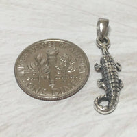 Unique Texan 3D Alligator Necklace, Sterling Silver Alligator Charm Pendant, High Polish & Oxidized Finish N8278 Birthday Valentine Mom Gift