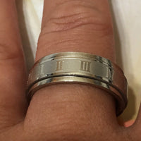 Unique Hawaiian Roman Numeral Stainless Steel Spinning Band Ring, Number 1 to 12 Ring, R1112 Birthday Anniversary Mom Valentine Gift