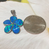 Gorgeous Hawaiian Large Blue Opal Plumeria Necklace, Sterling Silver Blue Opal Plumeria Flower Pendant, N6007 Birthday Valentine Mom Gift